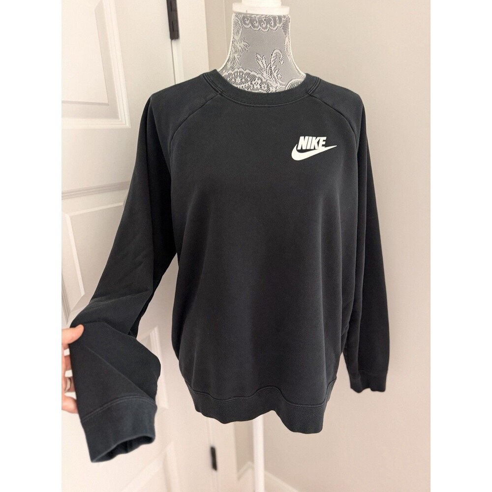 Nike Sportswear Club Fleece Crewneck Sweatshirt Women Size XL Black